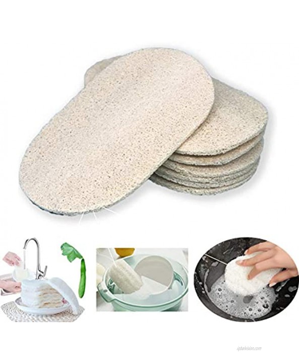 5 Pcs Loofah Scouring Pads 100% Natural Material Cleaning Tools,Powerful and Great Heavy Duty Scour Pads for The Kitchen Garage and Outdoors Ideal for Garden Tools and Grills4.9 x 3.1-Beige