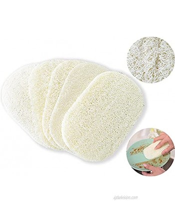 5 Pcs Loofah Scouring Pads 100% Natural Material Cleaning Tools,Powerful and Great Heavy Duty Scour Pads for The Kitchen Garage and Outdoors Ideal for Garden Tools and Grills4.9" x 3.1"-Beige