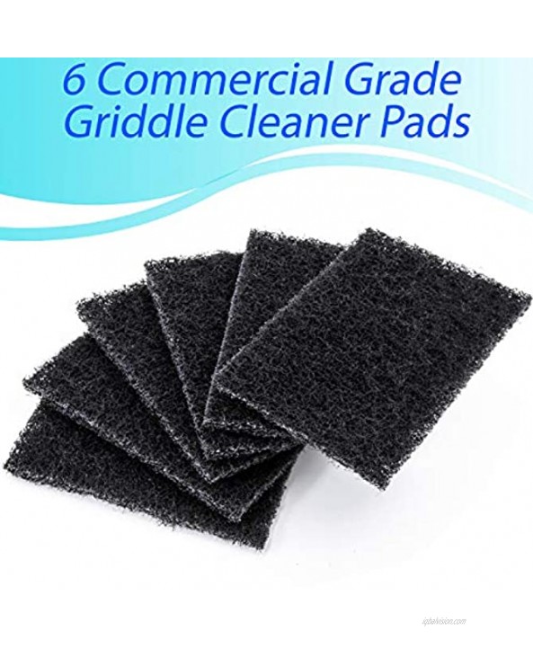 6 Commercial Grade Griddle Cleaner Pads Clean Grease from Metal Grills Stainless Steel Flat Tops Cast Iron and Chrome Cooktops Heavy Duty Grit Scouring Polishing Pads