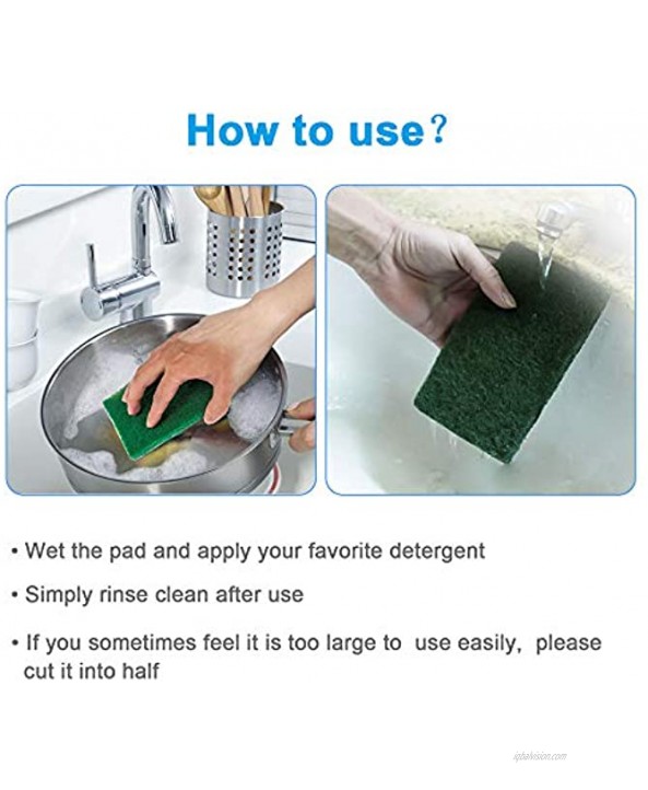 8PCS Scouring Pad Premium Heavy Duty Scrub Pads with AntiGrease Technology Reusable Household Green Dish Scrubber Multipurpose Scour pad for Kitchen Scrubber & Metal Grills 3.9 x 5.9 x 0.36IN