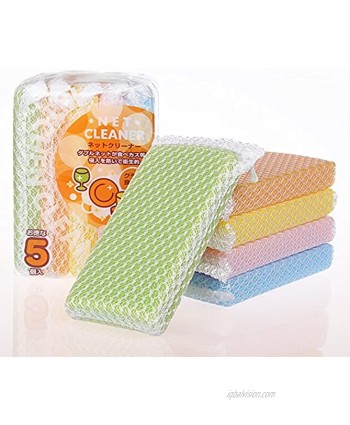 Astra shop Set of 5 All-Purpose Nylon Net Scouring Sponge Cleaning Pads Assorted Color