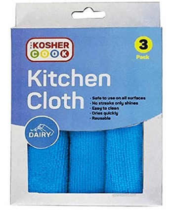 Dairy Blue Microfiber Dish Cloths 3 Pack – Quick Drying Highly Absorbent Rags for Cleaning and Drying Counters Dishes and More – Color Coded Home and Kitchen Accessories by The Kosher Cook