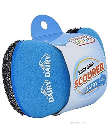 Dairy Blue Scouring Sponge Easy Grip Handle Scour Pad with Steel Wool – Color Coded Kitchen Tools by The Kosher Cook