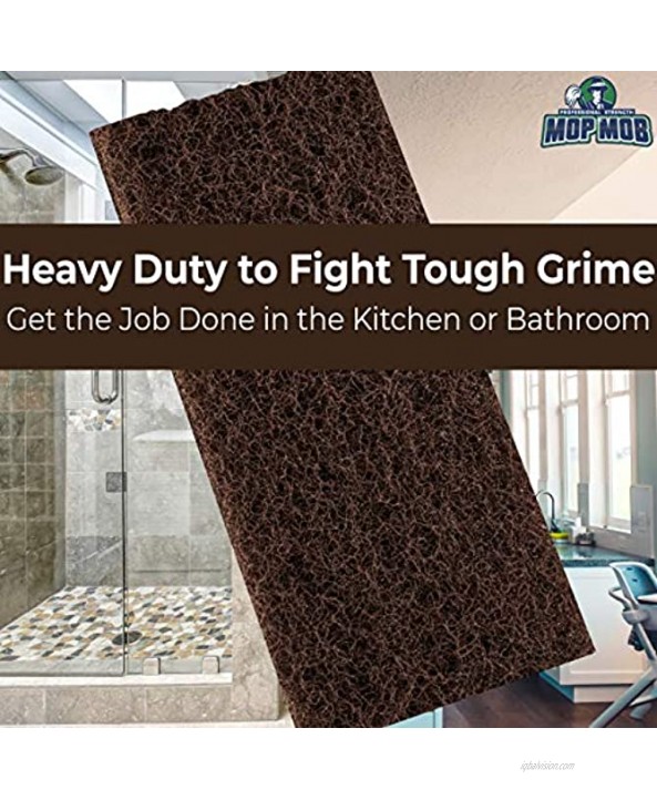 Heavy Duty XL Brown Scouring Pad 5 Pack. 10 x 4.5in Large Multipurpose Nylon Scrubbing Sponges. Clean Bathrooms Kitchens Counters and Floors to Erase Grime and Make Surfaces Sparkle