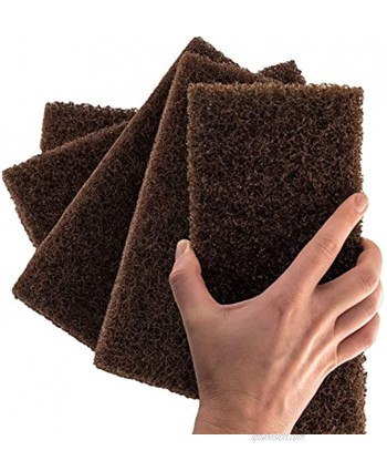 Heavy Duty XL Brown Scouring Pad 5 Pack. 10 x 4.5in Large Multipurpose Nylon Scrubbing Sponges. Clean Bathrooms Kitchens Counters and Floors to Erase Grime and Make Surfaces Sparkle