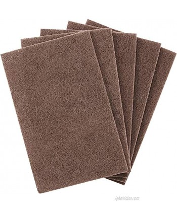 Non Scratch Heavy Duty XL Brown Scouring Pads. 6x9 in 5 Pack of Scrubber Tools for Cleaning Stainless Steel Pots Pans Grills and Griddles. Extra Large Pad for Outdoor Use on Railings and Tiles.