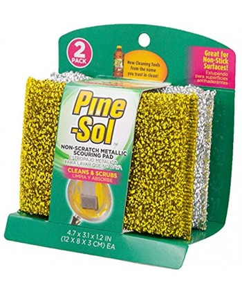 Pine-Sol Non-Scratch Scouring Pads – Pack of 2 Metallic Household Cleaning Scrubbers Safe with Nonstick Cookware