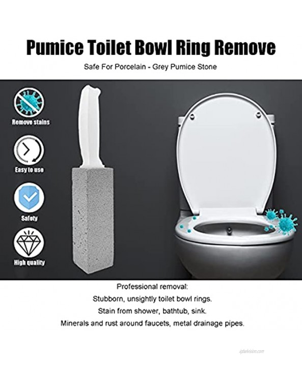 Pumice Toilet Bowl Ring Remover with Handle Removes Stubborn Toilet Rings Apply to Surface Stains from Toilet Tub Shower Pool Kitchen Sink Safe for Porcelain Pumice Stone 1 Pack