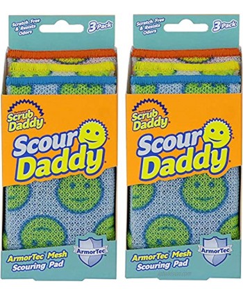 Scrub Daddy Scour Pads Scour Daddy Multi-Surface Scouring Pad Absorbent Durable FlexTexture Sponge Soft in Warm Water Firm in Cold Scratch Free Odor Resistant Easy to Clean 3ct Pack of 2