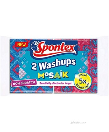 Spontex 2 Non Scratch Washups Mosaik Sponge Scourers 10 Packs 20 Sponge Scourers