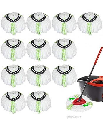 12PACK Spin Mop Replacement Heads 100% Microfiber Mop Refill Mop Replacement Heads for O-Ceda Spin Mop-Green White