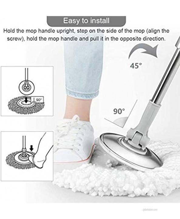 2 Pack Spin Mop Head Replacement Head Microfiber Spin Magic Mop Head Refills Easy Cleaning Universal Size Round