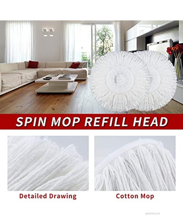 [2021 New] Mop Head Replacement Cotton Mop Refills Spin Mop Replacement Head Easy Cleaning Replacement Mop Heads Includes 1 Rubber Glove Round Shape Standard Size 3
