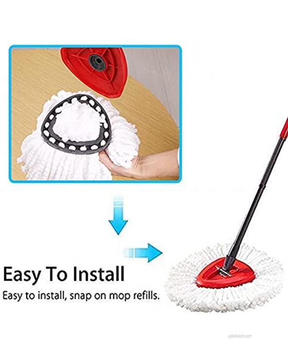 3 Pack Mop Replacement Heads Microfiber Spin Mop Refills 360° Easy Cleaning Mop Head Replacement