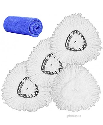 3 Pack Spin Mop Head Replacement Intrbleu Thicken Microfiber Mop Refill Heads Super Water Absorbent Easy Cleaning Includes 1 Wipe Cloth White