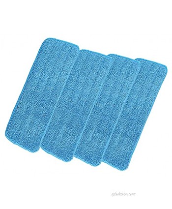 4 Packs Mop Heads Replacements Microfiber Mop Pad Compatible with Flat Spray Mops Washable & Reusable Wet Dry Mop Pads Blue