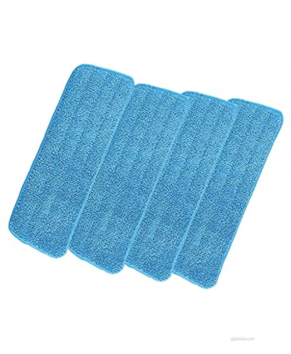 4 Packs Mop Heads Replacements Microfiber Mop Pad Compatible with Flat Spray Mops Washable & Reusable Wet Dry Mop Pads Blue
