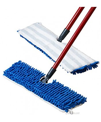 Houseables Flip Mop Refills Replacement Pads 3 Pack White Blue Dual-Action Microfiber Head Floor Mops Dry Wet Machine Washable Double Sided Velcro Flat Sponge All Surface Cleaning