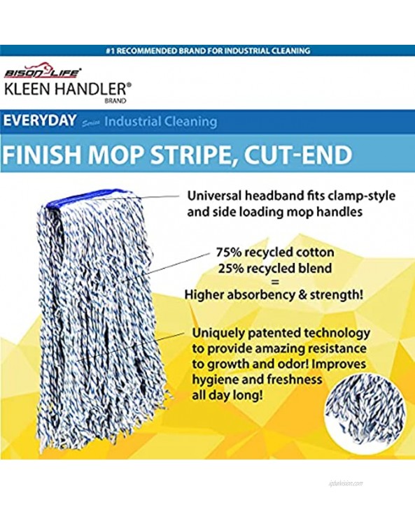 KLEEN HANDLER Cut End Finish Mop | 1.25 Universal Headband Maximum Absorption Finishing Mop Pack of 6