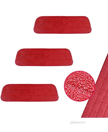 Microfiber mop Replacement Wet Dry mop Cleaning pad Spray mop Replacement Blade Reveal Mops Washable 18.3 x 6.1 Inch 3 Packs Red