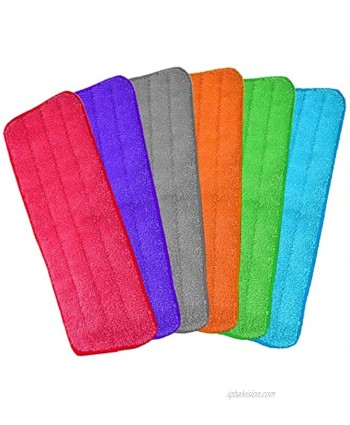 Microfiber Replacement Mop Pads 18" x 6" Wet & Dry Home & Commercial Cleaning Refills Colorful Reusable Floor Mop Pads Washable Floor Cleaning Pads 6 Pack