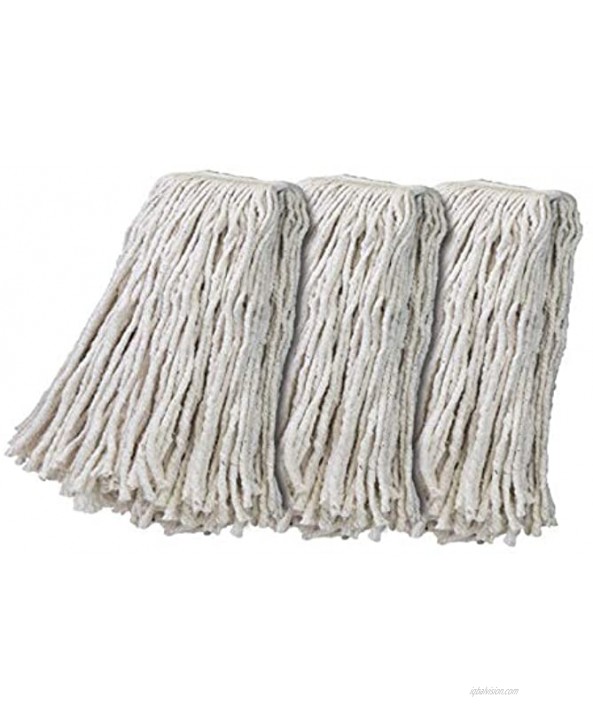 Quickie Cotton Wet Mop Refill 3-Pack 24 Ounce 100% Cotton Cut End Mop Head Absorbent for Cleaning