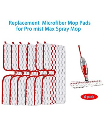 Replacement Mop Pads Fit for Max Spray Mop Head Microfiber Spray Mop Refill 6 Pack Washable Replace Velcro Mop Pads