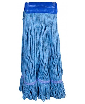 Supply Guru Premium Quality Commercial Mop Head X-Large Universal Headband Blended Yarn With Nylon Scrubbing Pad 32 Ounce 4-Ply Blue.