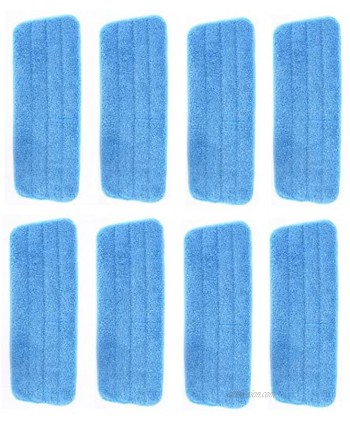 YOQXHY 8 Pack Microfiber Spray Mop Replacement Pads Wet Dry Floor Mops Refills Reusable 16.5x5.5 Inch for Home & Commercial,Blue