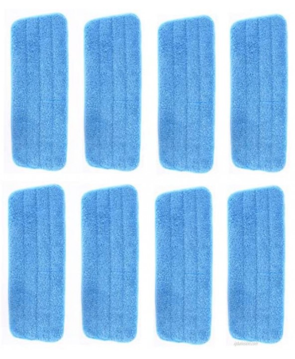 YOQXHY 8 Pack Microfiber Spray Mop Replacement Pads Wet Dry Floor Mops Refills Reusable 16.5x5.5 Inch for Home & Commercial,Blue