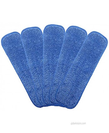 18" Microfiber Mop Pad Inch for Wet Dry Mops Floor Cleaning Pads Reusable Compatible with Bona Floor Care System 5 Pack
