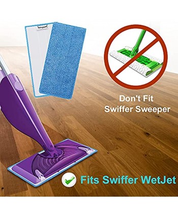 KEEPOW Reusable Mop Pads Compatible with Swiffer Wet Jet Replacement Microfiber Refills for Wet and Dry Sweeping 5 Pack Blue