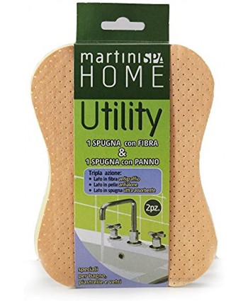 Martini Spa Utility Multipurpose Quadrifoglio Fibre and 1 Sponge with Cloth Multi-Colour One