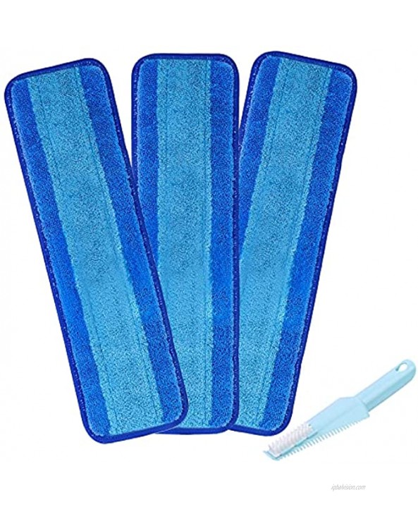 Microfiber Cleaning Pads Compatible with Bona Washable Microfiber Mop Pads Fit Bona Mop3 Pack 18 Inch Mop Pad Refills for Floor Cleaning Reusable Replacement Mop Heads Come with a Scraper