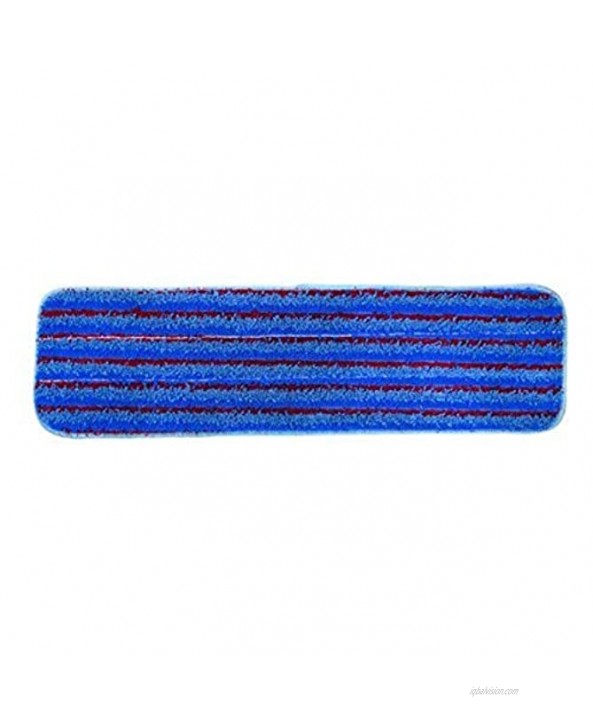 Microworks 2504-MFFP-18BS-DZ Microfiber Flat Mop 18 Blue with Scrubber Strips Velcro Back Pack of 12