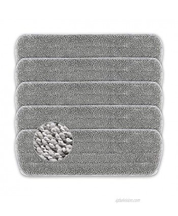 POPTEN 5 Pack Microfiber Mop Pads Washable,Reusable Spray Mop Flat Replacement Heads Refill Set for Wet or Dry Floor Cleaning and Scrubbing15.5"x 5.3"