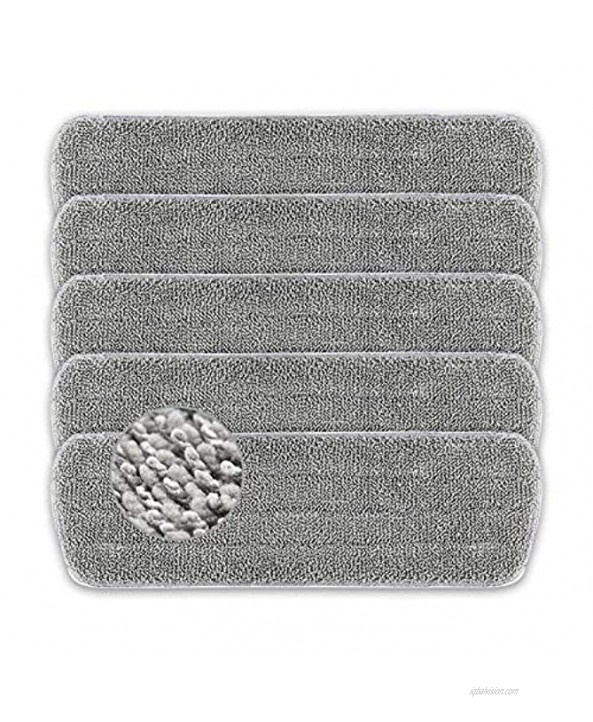 POPTEN 5 Pack Microfiber Mop Pads Washable,Reusable Spray Mop Flat Replacement Heads Refill Set for Wet or Dry Floor Cleaning and Scrubbing15.5x 5.3