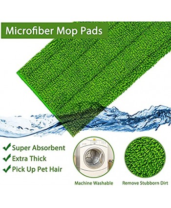 Reusable Microfiber Mop Pads Fit Swiffer Wet Jet 3 Pack Washable Mop Pad Refills Compatible with WetJet Heavy Duty Spray Mop Replacement Heads for Floor Cleaning Come with a Scraper 12″ Green