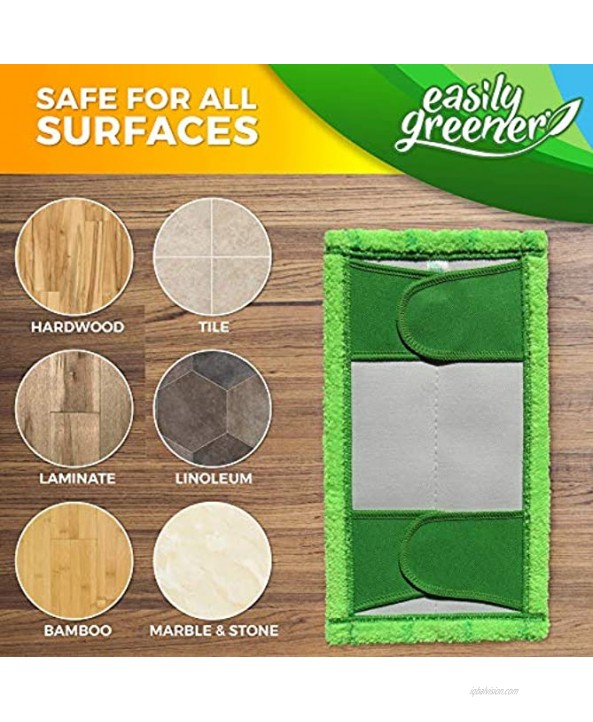 Swiffer Sweeper Compatible Microfiber Mop Pads by Easily Greener Reusable Refills for Wet and Dry Use 2 Count
