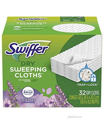 Swiffer Sweeper Dry Sweeping Cloths Febreze Fresh Scent Lavender Vanilla & Comfort 32-Count Boxes Pack of 3