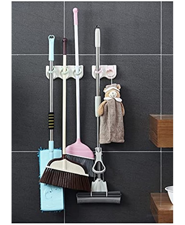 2 Pack 4 Racks Broom Mop Holder Wall Mounted Broom Hanger Multipurpose Cleaning Supplies Organizer Tool Storage Rack for Kitchen Closet Garden Garage and Laundry Room