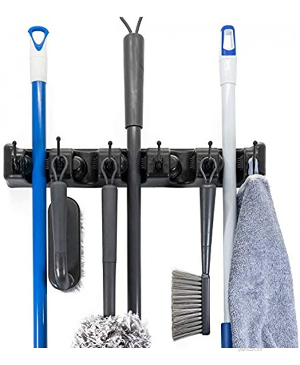 Broom and Mop Wall Mounted or Garden Tools Organizer. 1.30 Inches Black