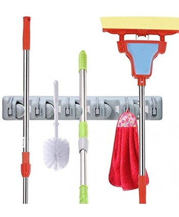 Esup Mop and Broom Holder Broom Organizer Wall Mounted for Your Closet with Limited Space Holds Mops,Brooms,Dustpan,Shovel 5 Ball Slots and 6 Hooks