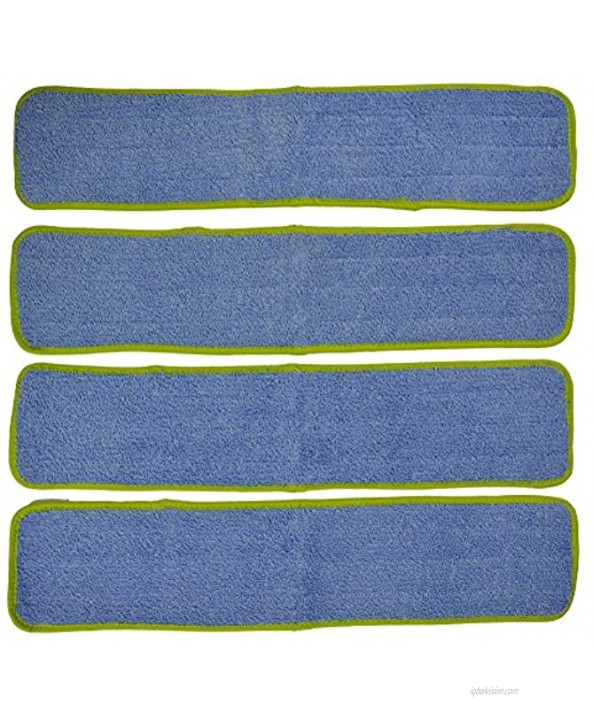 CleanAide Microfiber Wet Mop Pad Refill 24 Inches Green Pack of 4
