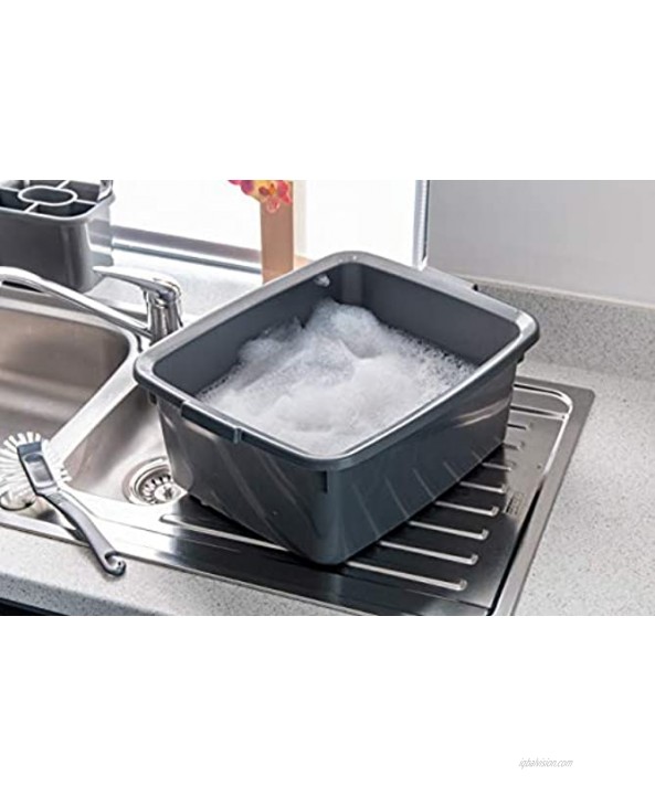 Addis Eco Made from 100% Recycled Plastic Extra Large Rectangular Washing Up Bowl 12 Litre Light Grey 42 x 33 x 27cm