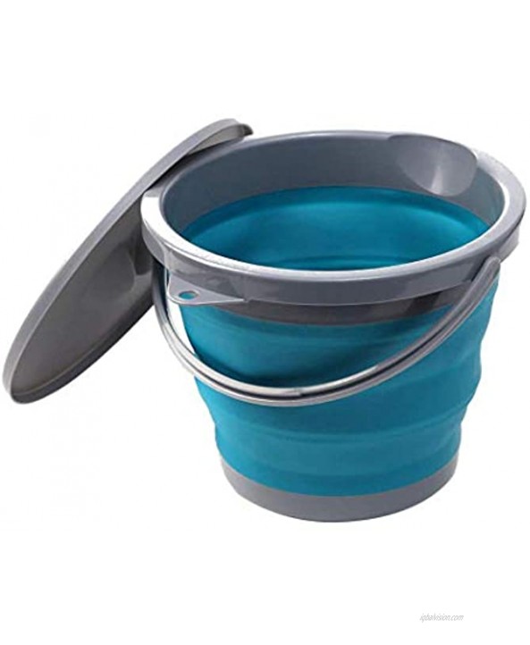 Ahyuan Collapsible Water Bucket with Locking Lid Multifunction Foldable Round Tub Water Pot Portable Water Pail Space Saving Water Container for RV Camping Marine Outdoor Activities and Home Blue