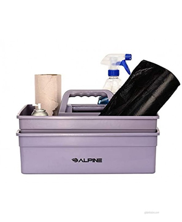 Alpine Industries 3-Compartment Plastic Cleaning Caddy – Commercial Quality Plastic Tool Organizer w Handle for Cleaning Bathroom Floors & Windows Small