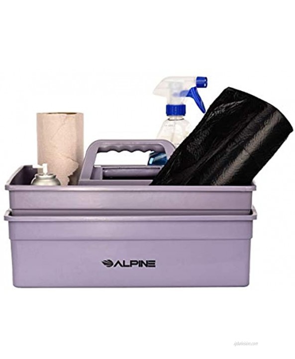 Alpine Industries 3-Compartment Plastic Cleaning Caddy – Commercial Quality Plastic Tool Organizer w Handle for Cleaning Bathroom Floors & Windows Large