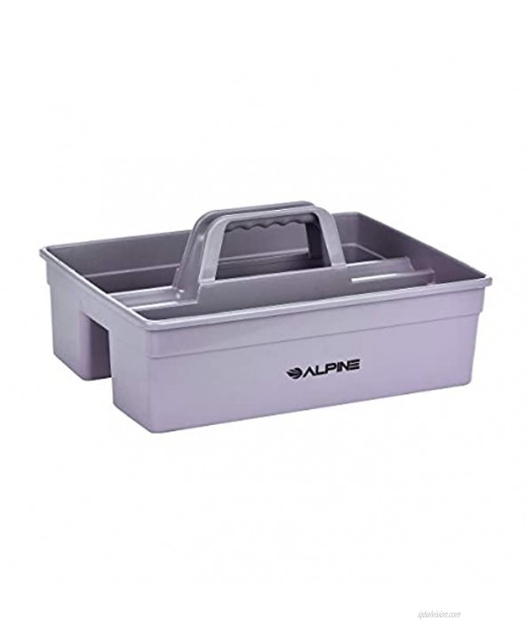 Alpine Industries 3-Compartment Plastic Cleaning Caddy – Commercial Quality Plastic Tool Organizer w Handle for Cleaning Bathroom Floors & Windows Small