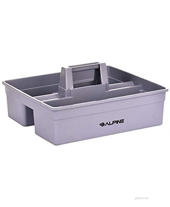 Alpine Industries 3-Compartment Plastic Cleaning Caddy – Commercial Quality Plastic Tool Organizer w Handle for Cleaning Bathroom Floors & Windows Large